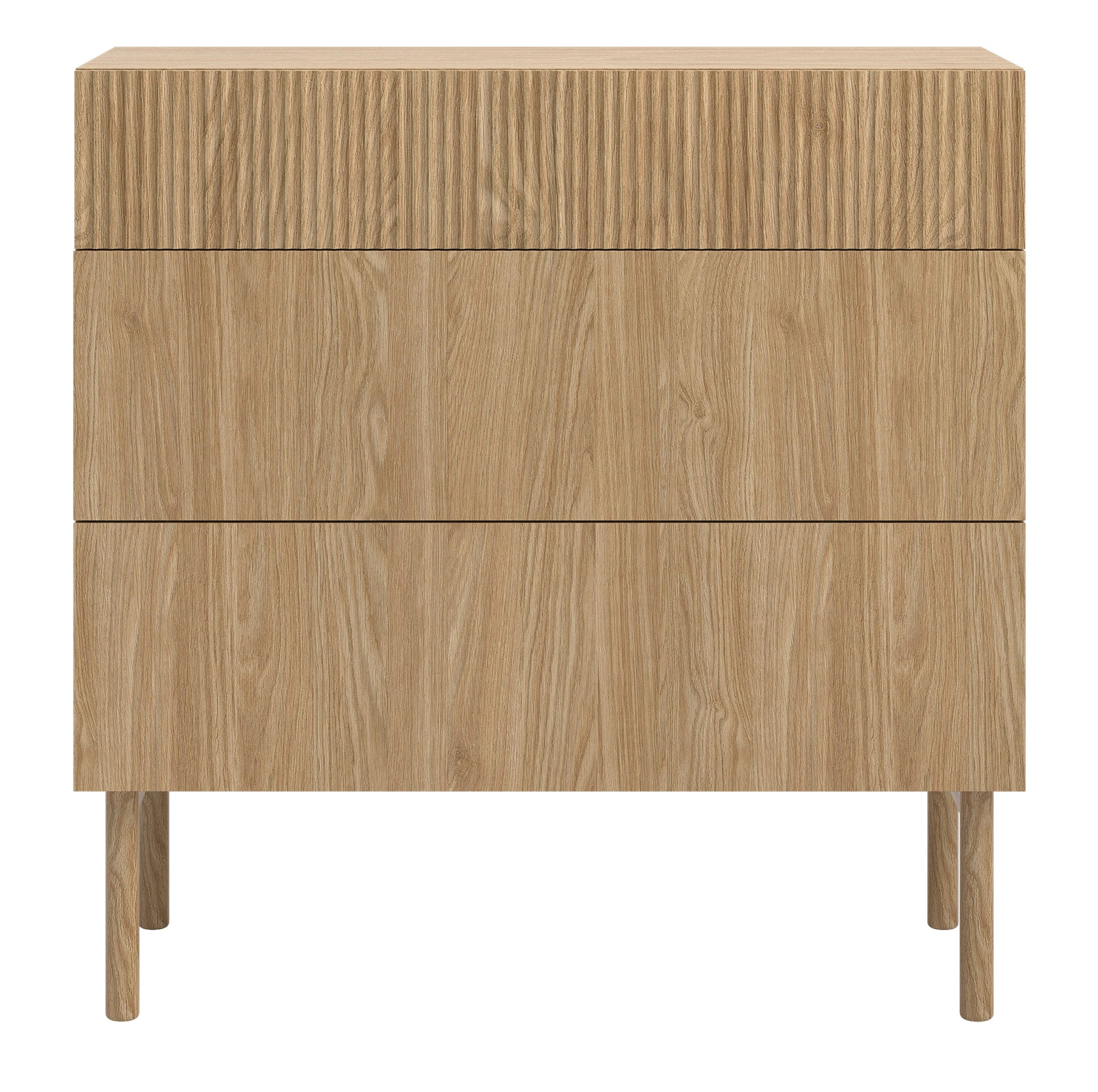 KOMODA Nolie dekor duba s 3 zásuvkami 90 cm - farba duba, drevo/kompozitné drevo (90/90.6/38cm) - Selsey