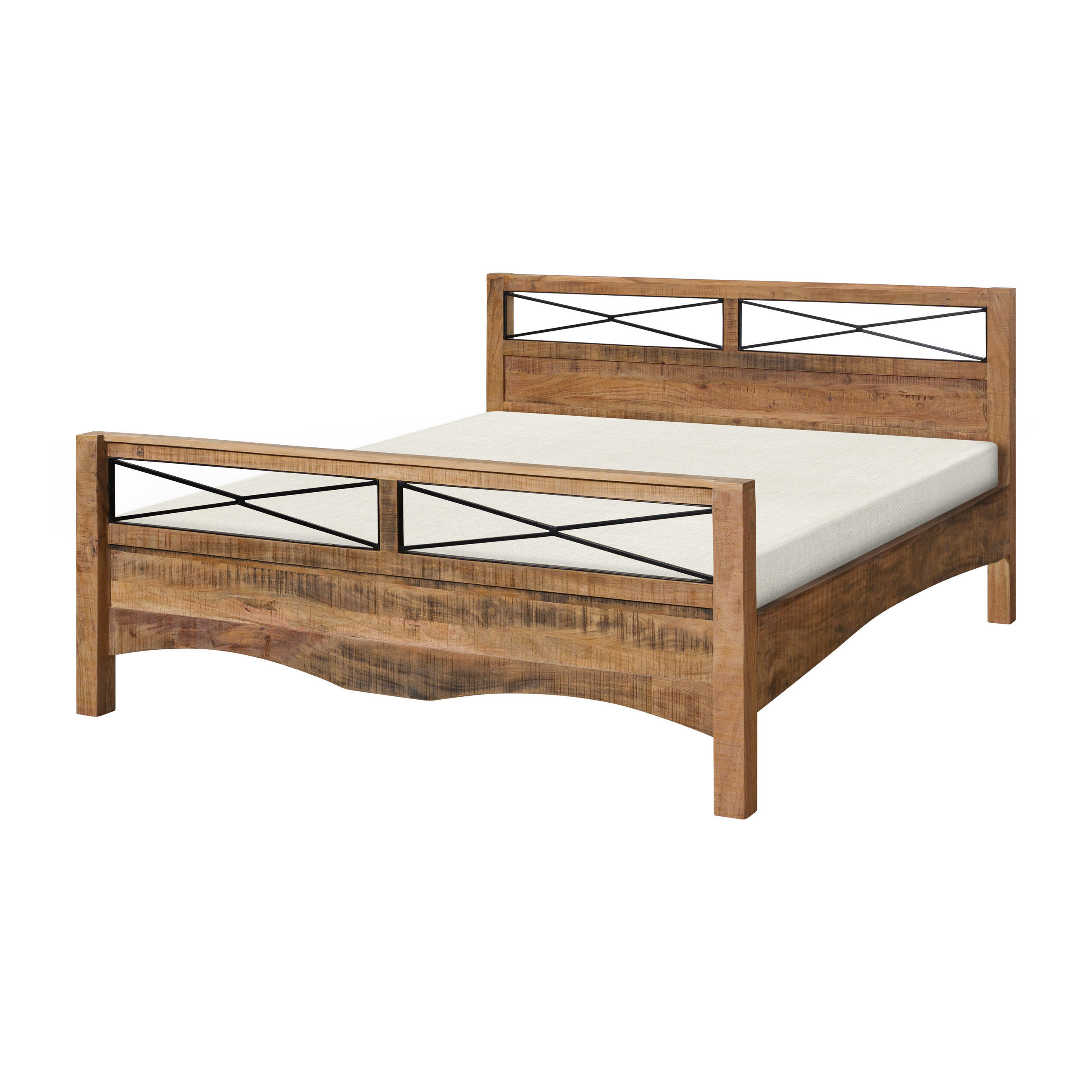 BETT Massivholz Akazie 200 x 200 x 100 natur NATURE OF SPIRIT #348 - Naturfarben, Holz (200/200cm) - Massivmoebel24
