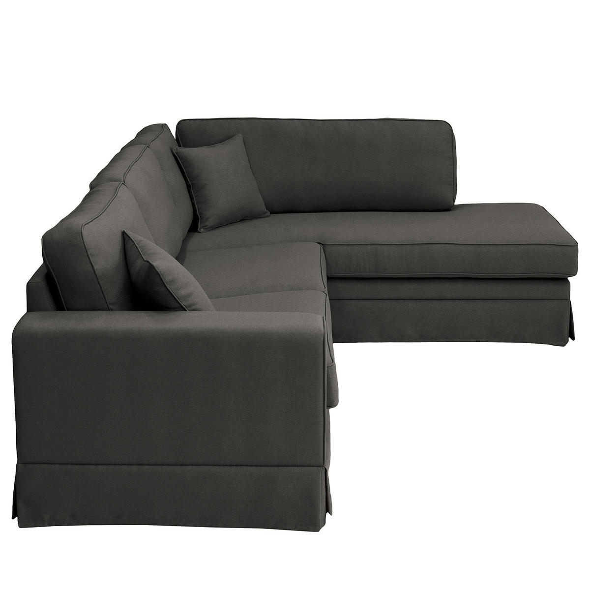 ECKSOFA mit Husse - Ottomane, Webstoff - Anthrazit/Schwarz, Kunststoff/Textil (297/210cm) - home24