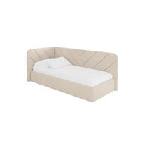 EINZELLBETT Jugendbett mit Bettkasten und Matratze H3/H4, Rechts - FIKY 80x200 Beige - Kaschmir, Holzwerkstoff/Textil (80/200cm) - ALTDECOR