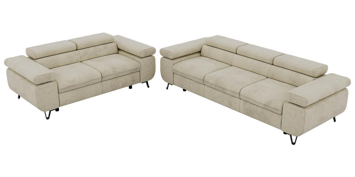 SEDACÍ SOUPRAVA PETER 2+3 - Béžová Samet - černá/béžová, kov/textil (262/76/99cm) - MKS