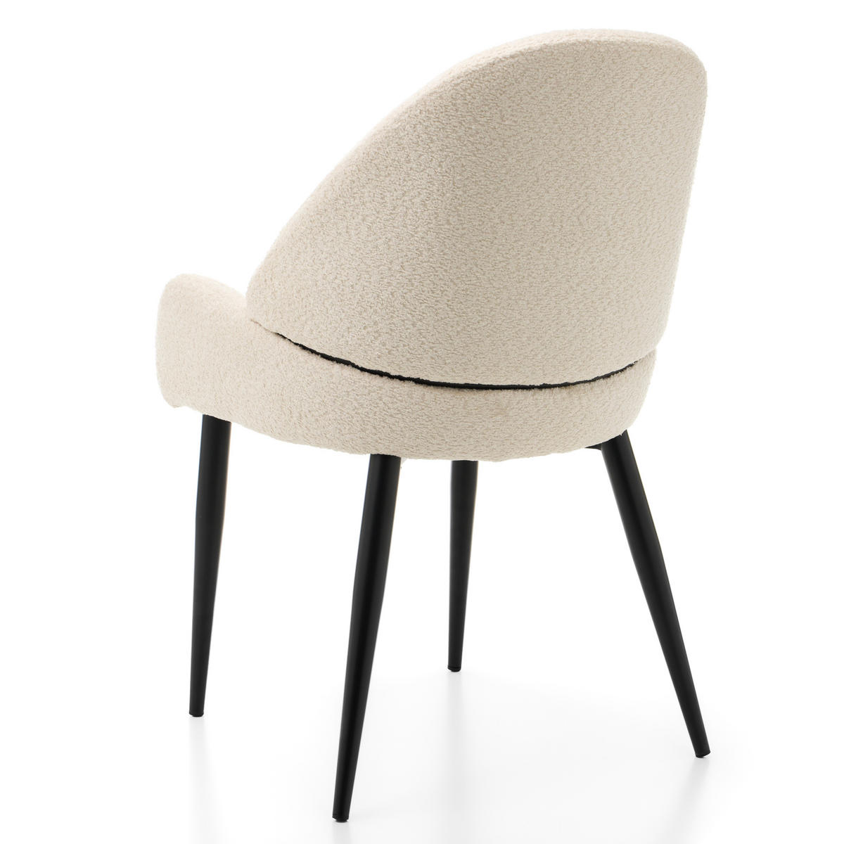 STUHL BERGAMO gepolsterter mit Steppung - hellbeige - Boucle - Ecru/Schwarz, Textil/Metall (56/91/61cm) - NEW HOME