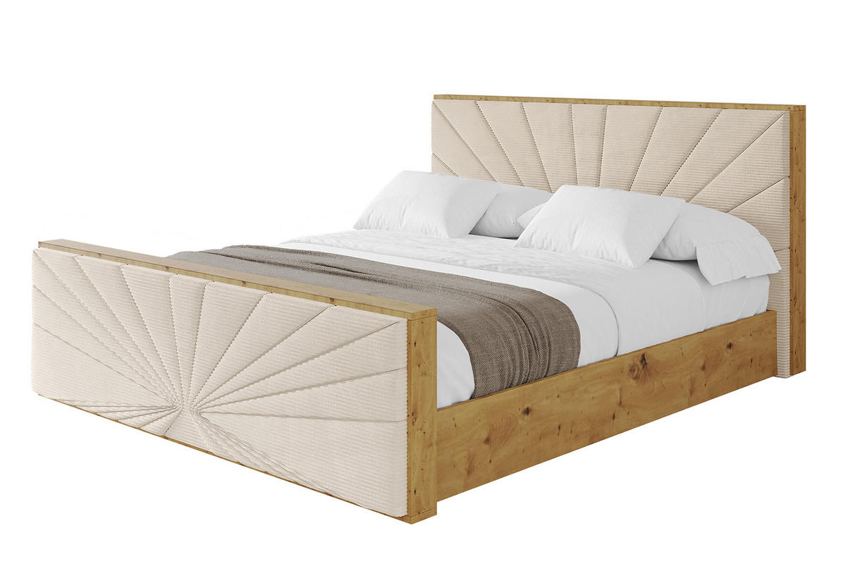 POLSTERBETT mit Bettkasten, Fußteil und Lattenrost, Boxbett mit Matratze H3/H4 - ENZO6-Z 120x200 Beige - Creme, Holzwerkstoff/Textil (120/200cm) - ALTDECOR