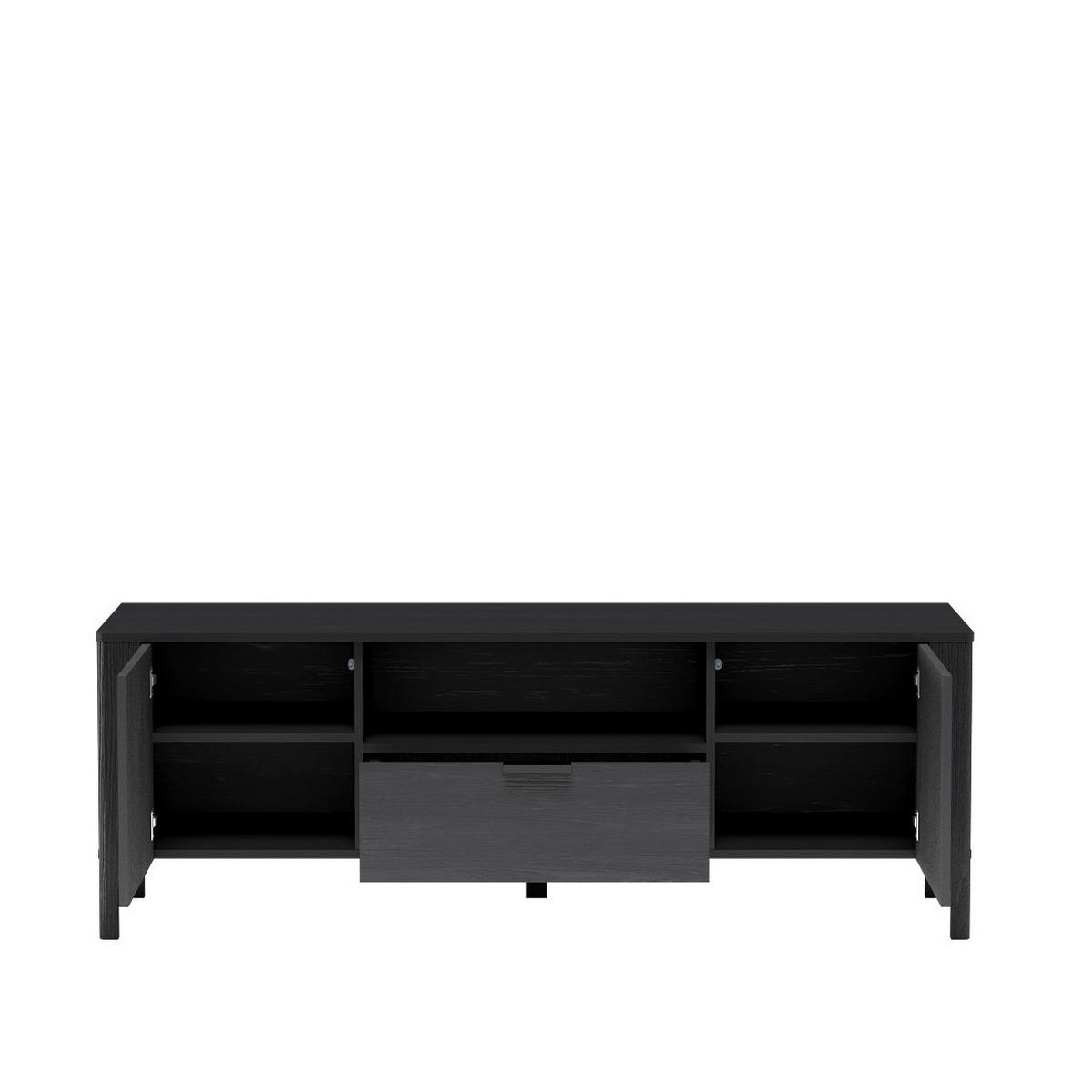 RTV-SCHRANK Lumi Schwarz, Zweitüriger TV-Tisch mit Schublade - Schwarz, Holzwerkstoff (160/57/41cm) - Bettso