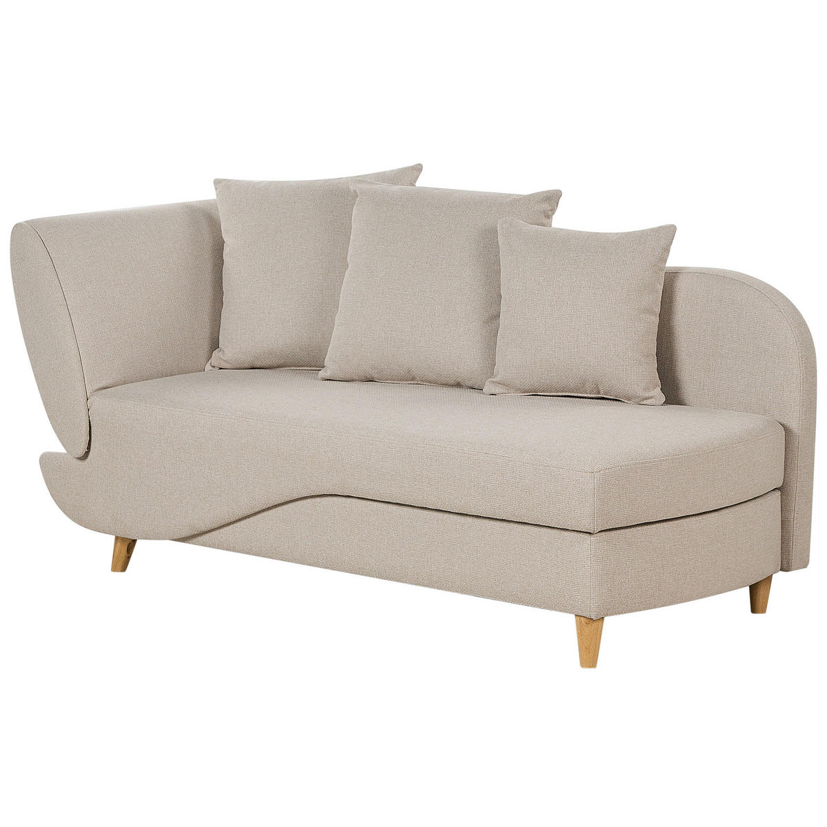 CHAISELONGUE Leinenoptik beige mit Bettkasten linksseitig Meri - Hellbraun/Beige, Textil (156/73/69cm) - Beliani
