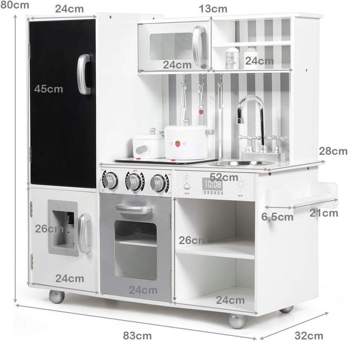 KINDERKÜCHE Weiß - Weiß, Holz (32/80/83cm) - COSTWAY