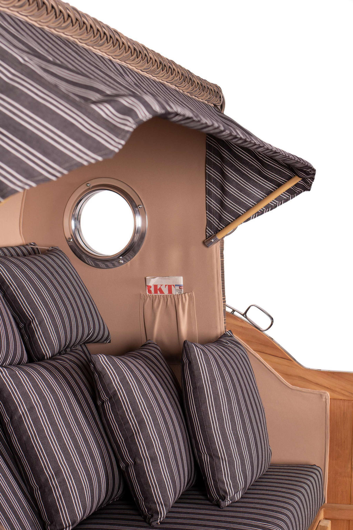 STRANDKORB XXL Düne Grande Teak PE Grey - Braun/Grau, Metall (170/170/95cm) - Mr. Deko