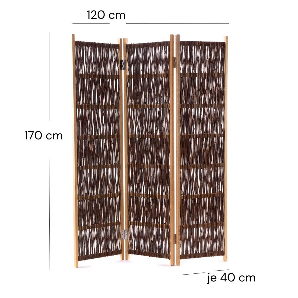 RAUMTEILER Bosca Weide - Naturfarben, Naturmaterialien (120/170/5cm) - CREEDWOOD