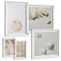 BILDER SET 5er Set - 50x50 cm & 20x30 cm & 40x60 cm Weißer Rahmen - Dezente Boho-Naturtexturen - Weiß, Kunststoff (40/60cm) - TULUP