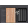 SPÜLBECKEN Sydney, 2-er set Anthrazit 78/50 cm 1 Becken + Ablauf-Set + Küchenzubehörset ab 60er Unterschrank - Chromfarben/Anthrazit, Kunststoff (78/20/50cm) - Primagran