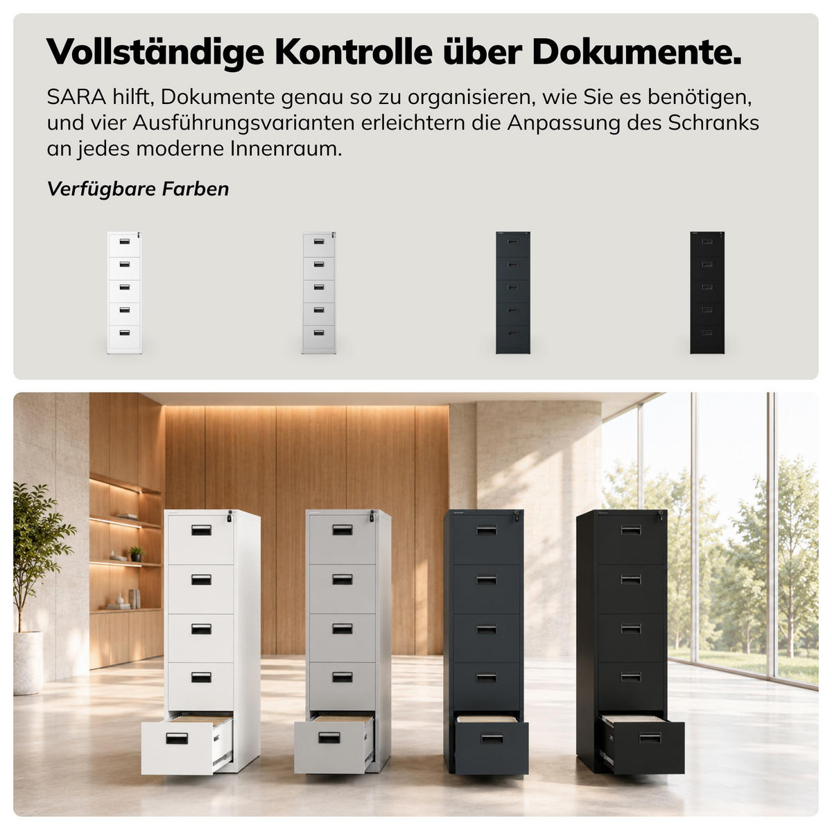 AKTENSCHRANK aus Metall SARA V5 460 x 1625,5 x 600 mm - Grau, Metall (46/163/60cm) - Jan Nowak