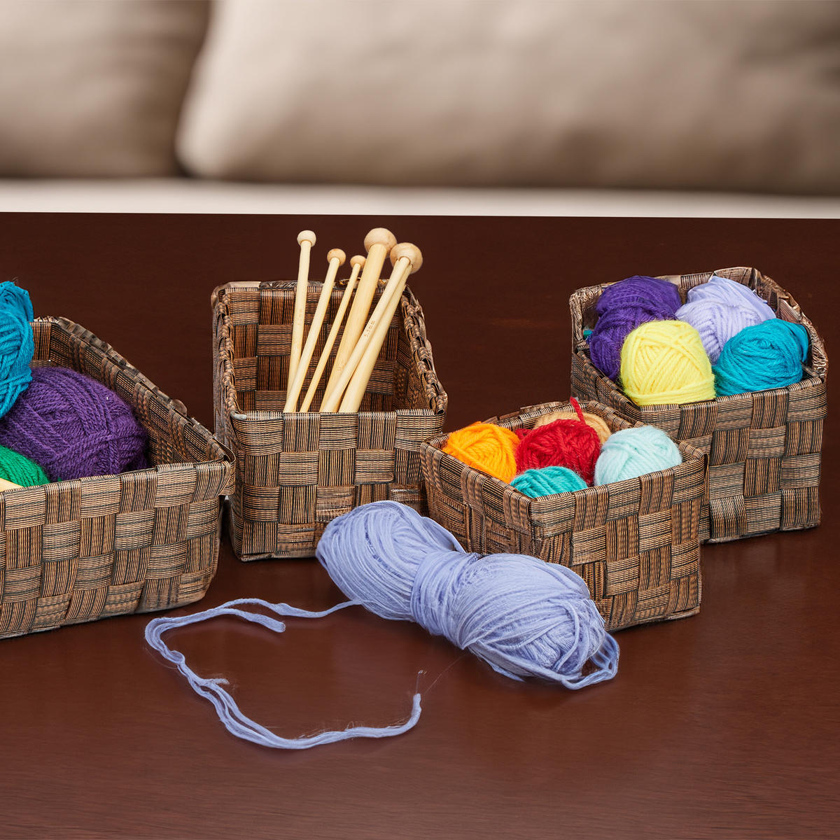 4XÚLOŽNÝ kôš - hnedá, kov/plast (23.5/23.5/8.5cm) - Relaxdays