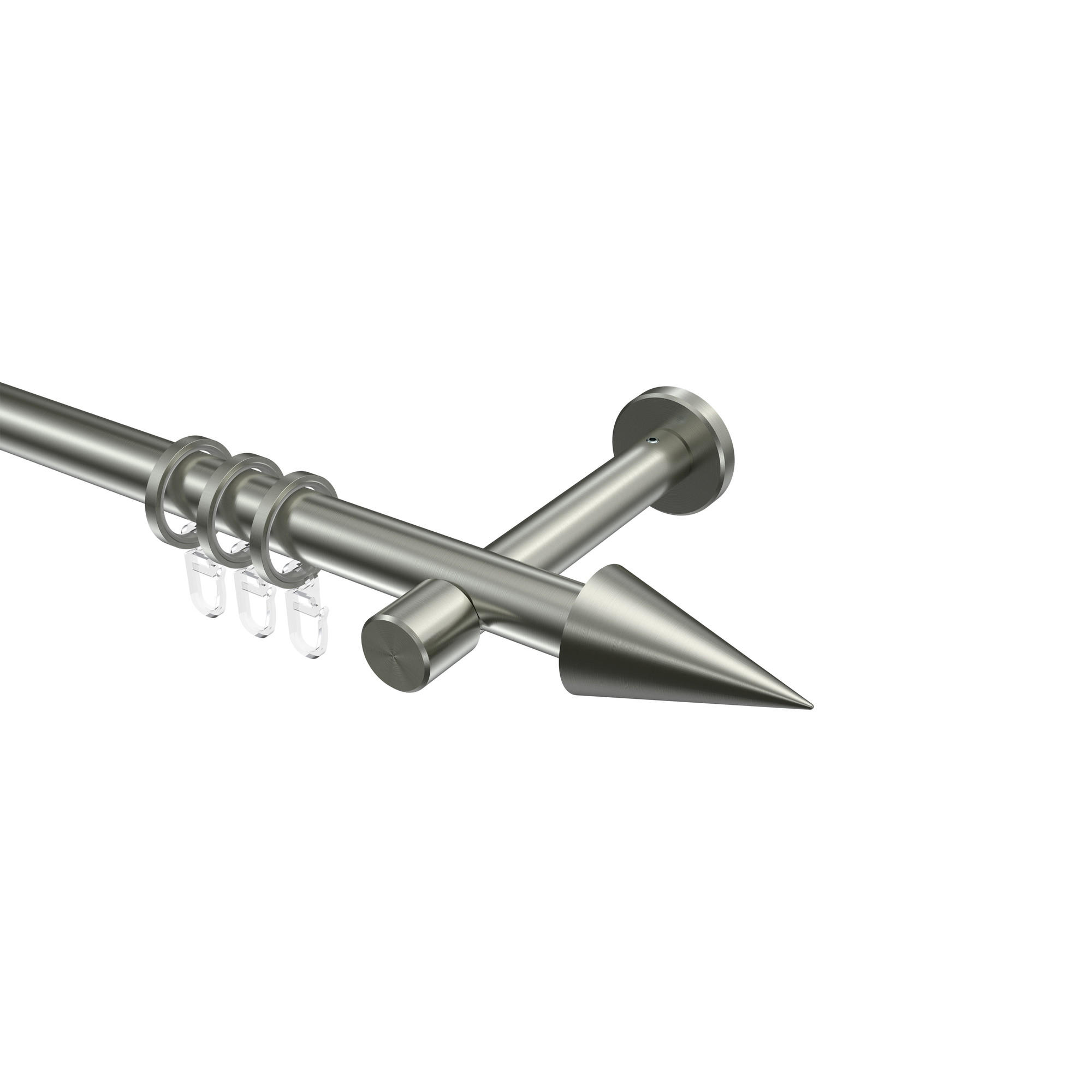 GARDINENSTANGEN-SET Prestige Savio 600 cm (geteilt in 3 x 200 cm), 1-läufig, 20 mm Ø Edelstahl-Optik - Edelstahlfarben, Metall (600cm) - INTERDECO