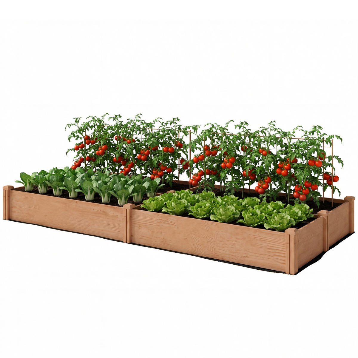 HOCHBEET DE-12291 4 Zonen, modulares Stecksystem, 234/109/25 cm Hellbraun - Braun, Holz (234/25/109cm) - ComfortXL