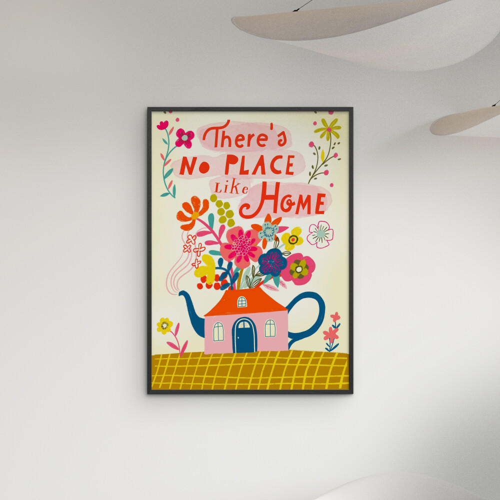 POSTER mit Rahmen Affordable Art Prints x Uta Krogmann - No Place like Home - Multicolor/Schwarz, Holz/Papier (50/70cm) - Poster&Frame
