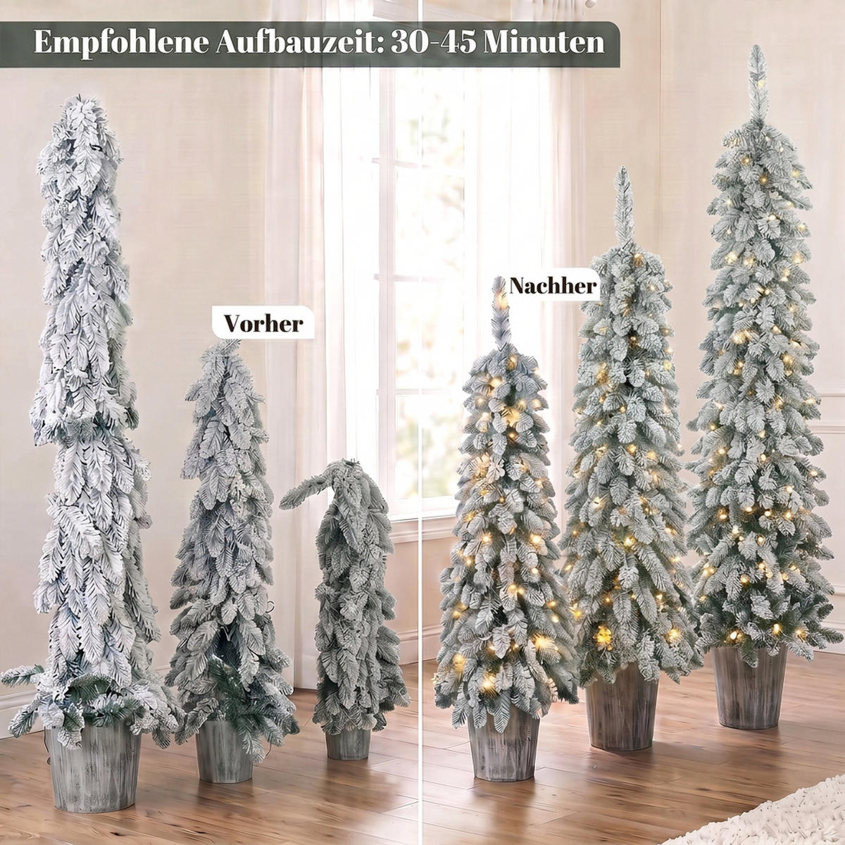 WEIHNACHTSBAUM 3er Set PVC Stahl Grün Weiß - Grün, Kunststoff (150cm) - HOMCOM