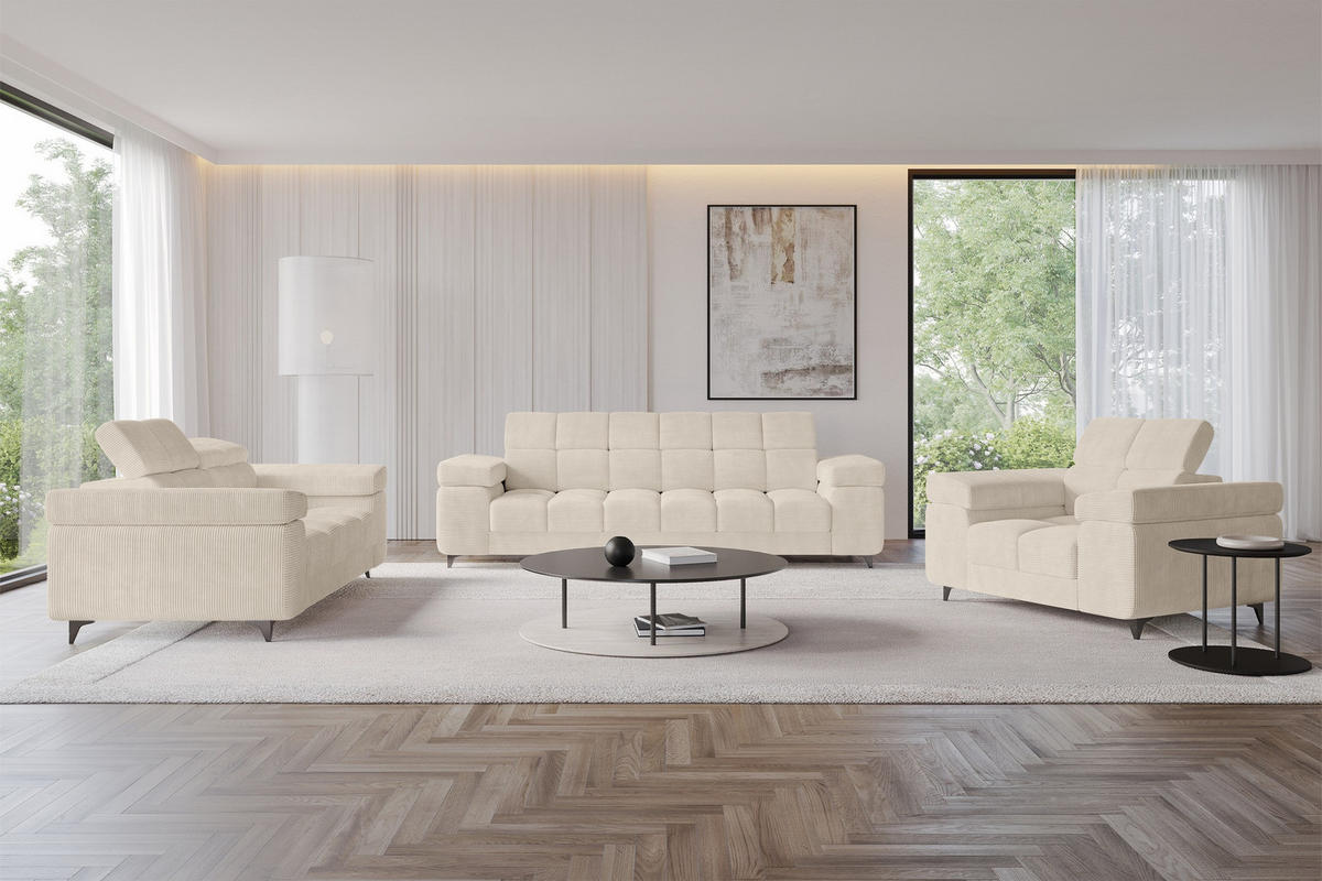 SOFA 2-Sitzer LORD-S1 194x97x90 cm Beige Cord - Beige, Holzwerkstoff/Textil (194/90/97cm) - ALTDECOR