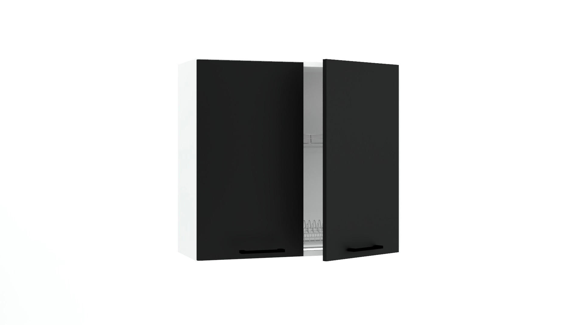 HÄNGESCHRANK mit Geschirrtrockner - W80SU - Morvex - Modernes Design - Schwarz, Holz/Metall (80/72/30cm) - ROYAL24_MARKT