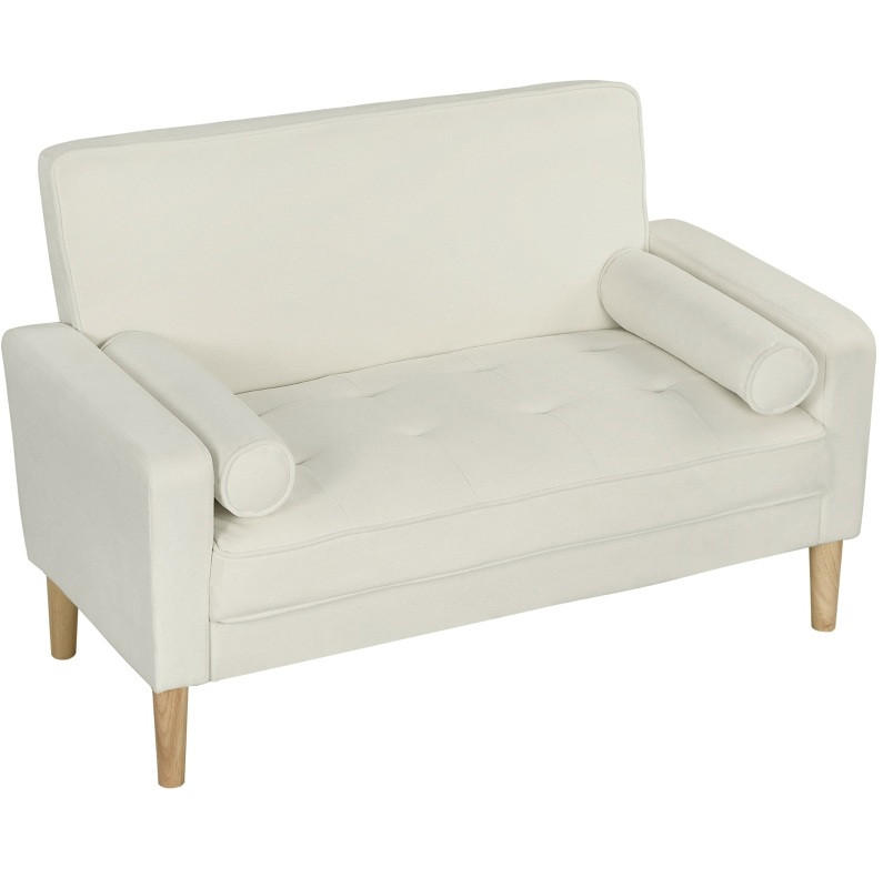 SOFA 2-Sitzer 130 cm Polyester Cream White - Weiß, Holz (74.5/82/130cm) - Meubliv