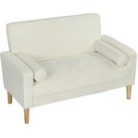 SOFA 2-Sitzer 130 cm Polyester Cream White - Weiß, Holz (74.5/82/130cm) - Meubliv