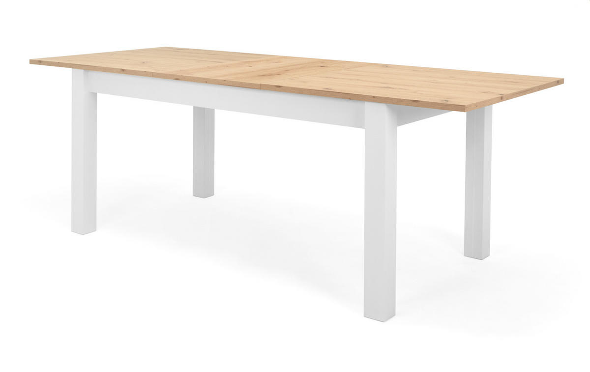 ESSTISCH weiß Landhaus und Eiche, ausziehbar 160 - 215 cm - Weiß/Eiche Artisan, Holzwerkstoff (160/90/75cm) - Furn.Design