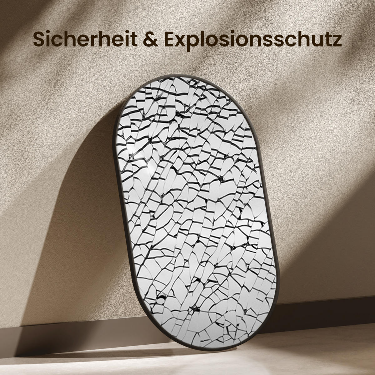 WANDSPIEGEL Umweltfreundlicher Glasspiegel Ovale Schwarz 70/50/2 cm - Schwarz, Glas/Metall (50/70/70cm) - EMKE
