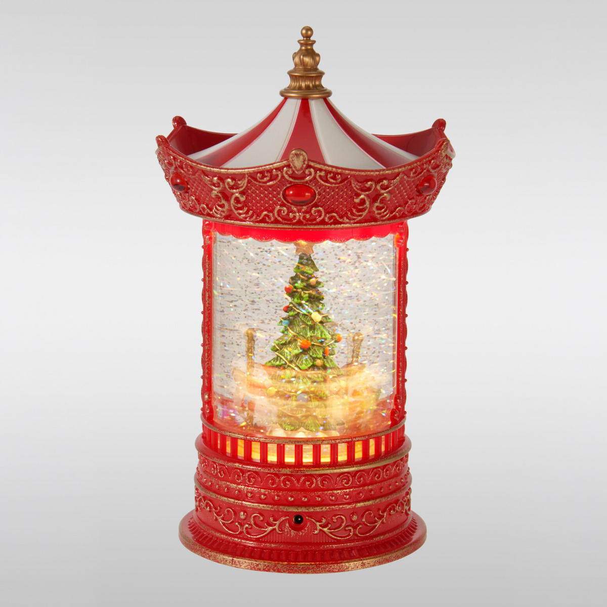 WEIHNACHTSSCHAUKEL mit Wasser und Glitzer 15,5/15,5/26 cm - Rot, Kunststoff (15.5/26/15.5cm) - Home Styling Collection