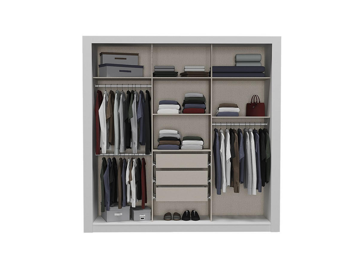 KLEIDERSCHRANK - 220 cm x 52 cm - Holz, Platte - Weiß ROXANE - Weiß, Holz (220/219/52cm) - Vente-Unique