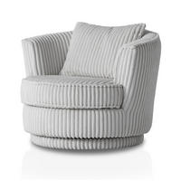 BIG-SESSEL Mega Cord hell grau Ø 95 cm 360° drehbar, inklusive Kissen - Hellgrau, Holz/Kunststoff (95/77/95cm) - Furn.Design