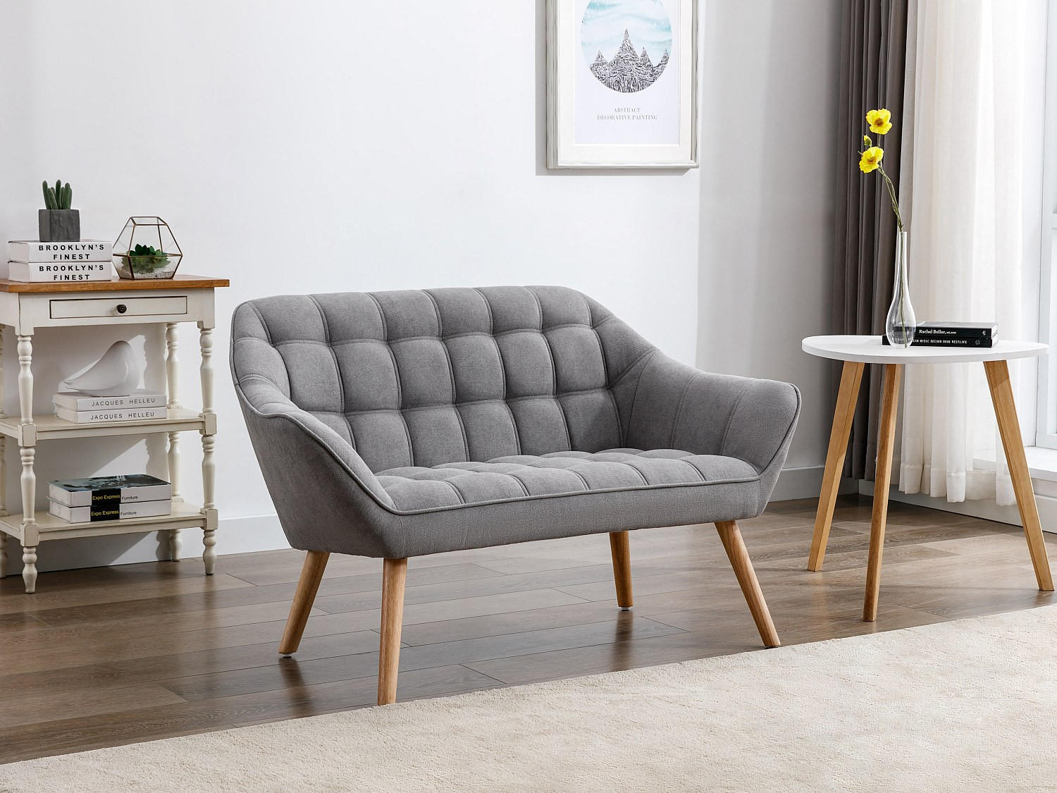 Thumbnail - Vente-Unique Sofa, Grau, Textil, Uni, 2-Sitzer, 127x77x73 cm, Wohnzimmer, Sofas & Couches, Sofas, 2-Sitzer Sofas