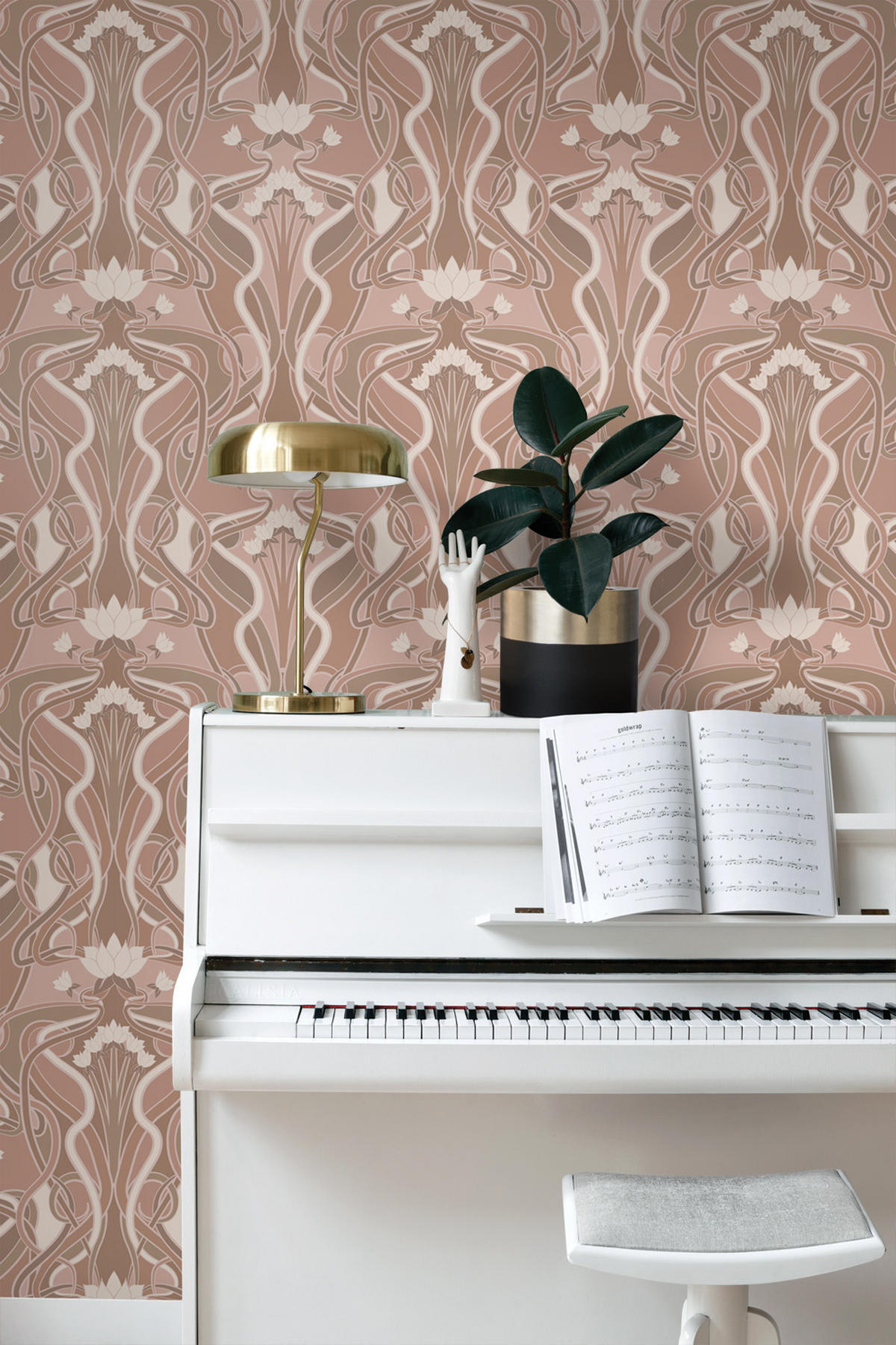 TAPETE Blumenmuster im Jugendstil 50 x 900 cm - Pink, Papier (50/900cm) - ESTAhome