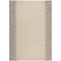WOLLTEPPICH Handgewebt mit Noppeneffekt und geometrischem Bordürendesign pflegeleicht und strapazierfähig Beige Rechteckig 80x150 - Beige, Textil (80/150cm) - KADIMA DESIGN