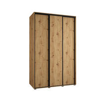 SCHWEBETÜRENSCHRANK 235,2/160/60 3-türig - Schwarz/Eiche Artisan, Holz/Metall (160/235/60cm) - Abiks Möbel