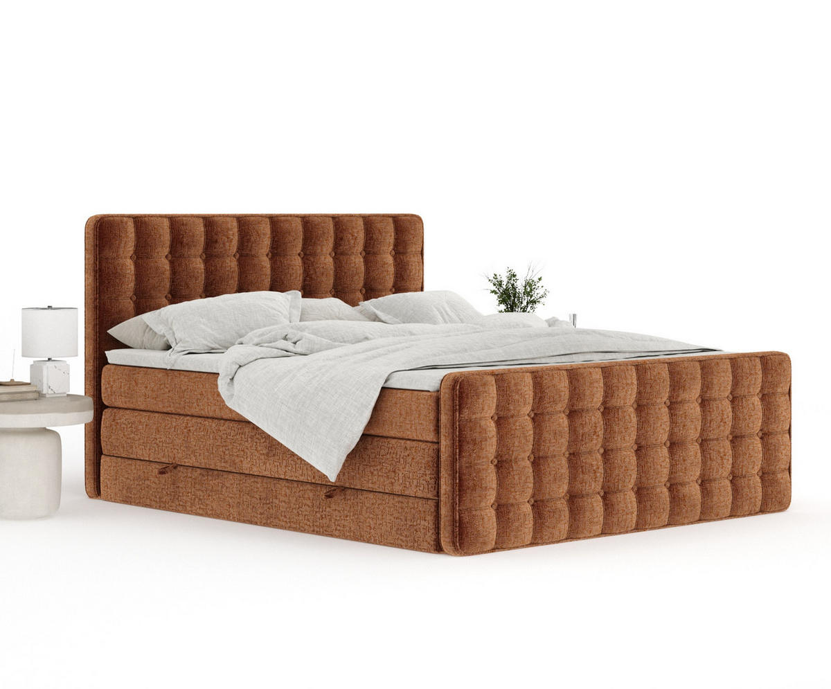 BOXSPRINGBETT Velouria Kupferfarbe 140/200 cm - Schwarz/Kupferfarben, Holz/Holzwerkstoff (140/200cm) - Maison de Reve