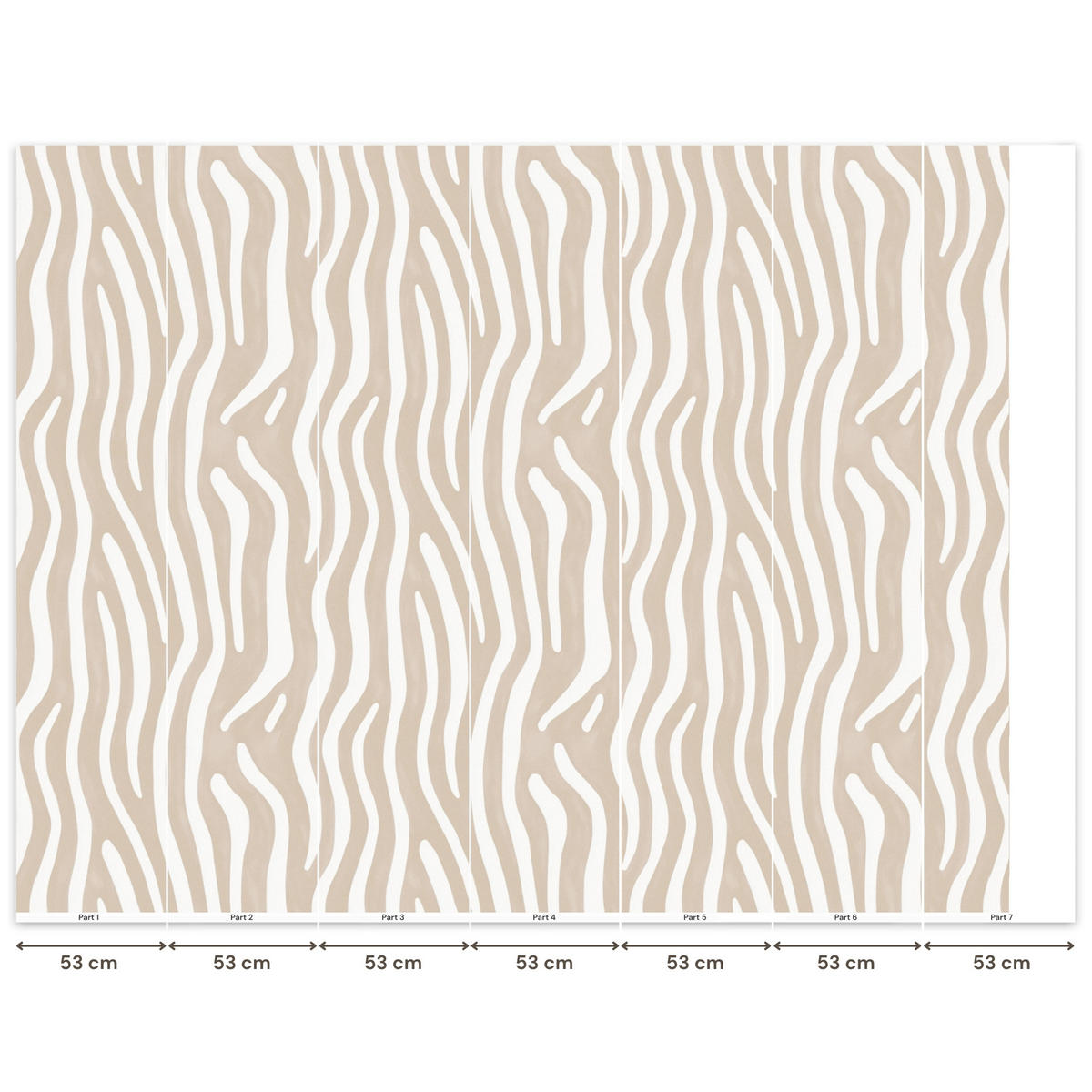TAPETE - Abstrakt - Zebra - Beige - 350x280 cm - Beige, Papier (350/280cm) - OnlyWow