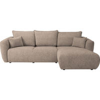 ECKSOFA Fabio mit Bettkasten, Strukturiert Dunkelbeige 255/165/91 cm - Beige/Schwarz, Textil (165/255cm) - WFL GROUP