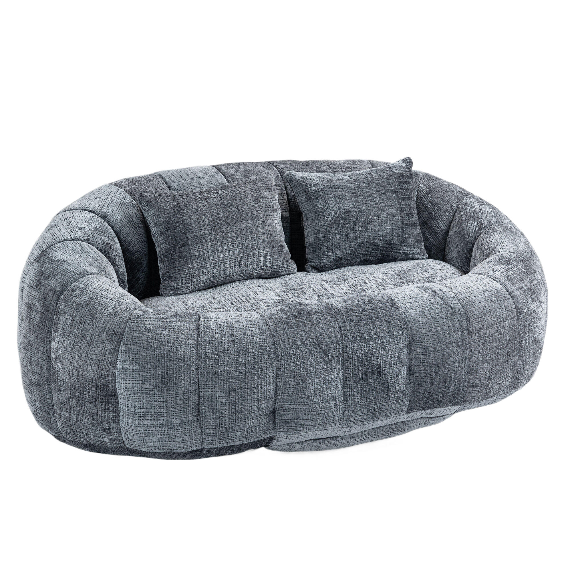 2-SITZER SOFA aus Chenille mit Memory Schaum & ohne Montage - Grau, Textil (145/63/95cm) - Urban Meuble