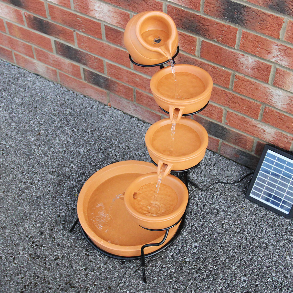 KASKADENBRUNNEN Solar mit Akku - Terracotta - Terra cotta, Kunststoff (50/44/1cm) - Monstershop