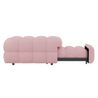BETT aus Teddy-Stoff 90x180 cm Rosa 2-in-1 ausziehbar als Fußhocker und Gästebett - Rosa, Textil (70/180cm) - Modfu