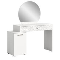 SCHMINKTISCH weiß Hochglanz 117 cm, Kosmetiktisch mit Spiegel - Weiß Hochglanz/Schwarz, Glas/Holzwerkstoff (42/138/117cm) - Inn.Furn