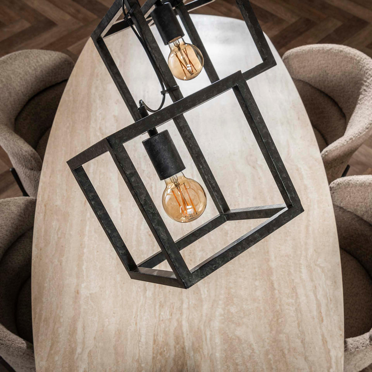 HÄNGELEUCHTE Cube Schwarz 35/150/ 150 cm - Schwarz, Metall (35/150/150cm) - Hoyz Collection