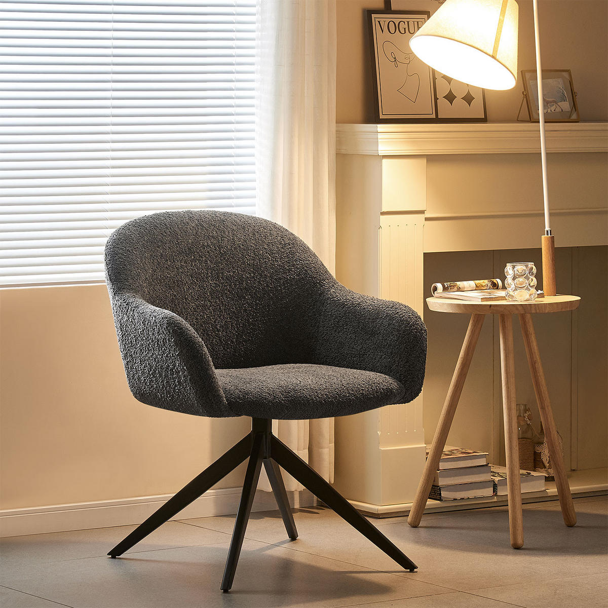 SESSEL LENA Anthrazit - Anthrazit, Leder/Textil (65/80/64cm) - B&D Home