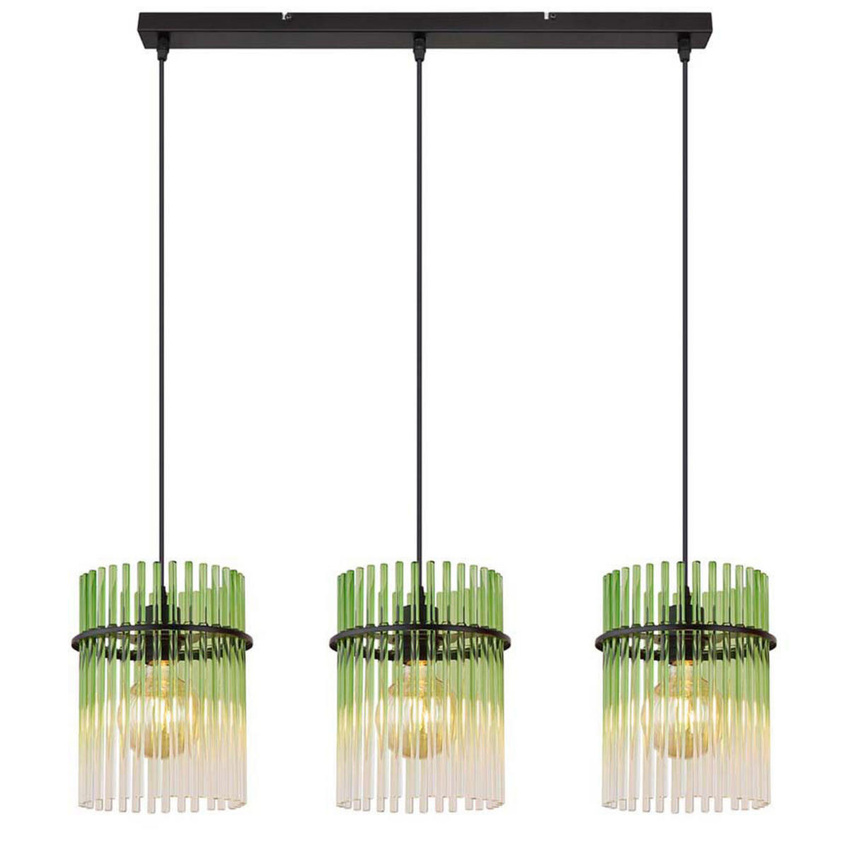 PENDELLEUCHTE Metall Glas 3-Flammig LED - Grün, Glas (80/20/140cm) - Globo Lighting
