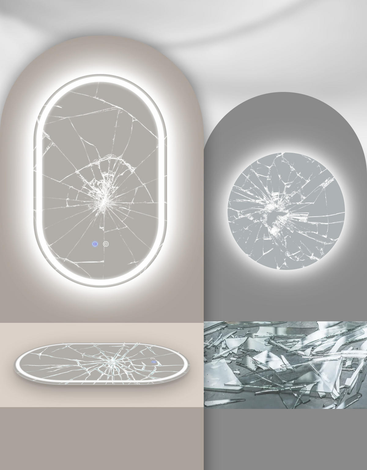 LED BADEZIMMERSPIEGEL 2.9/50/80cm - Weiß, Glas (2.9/80/50cm) - Nettlife