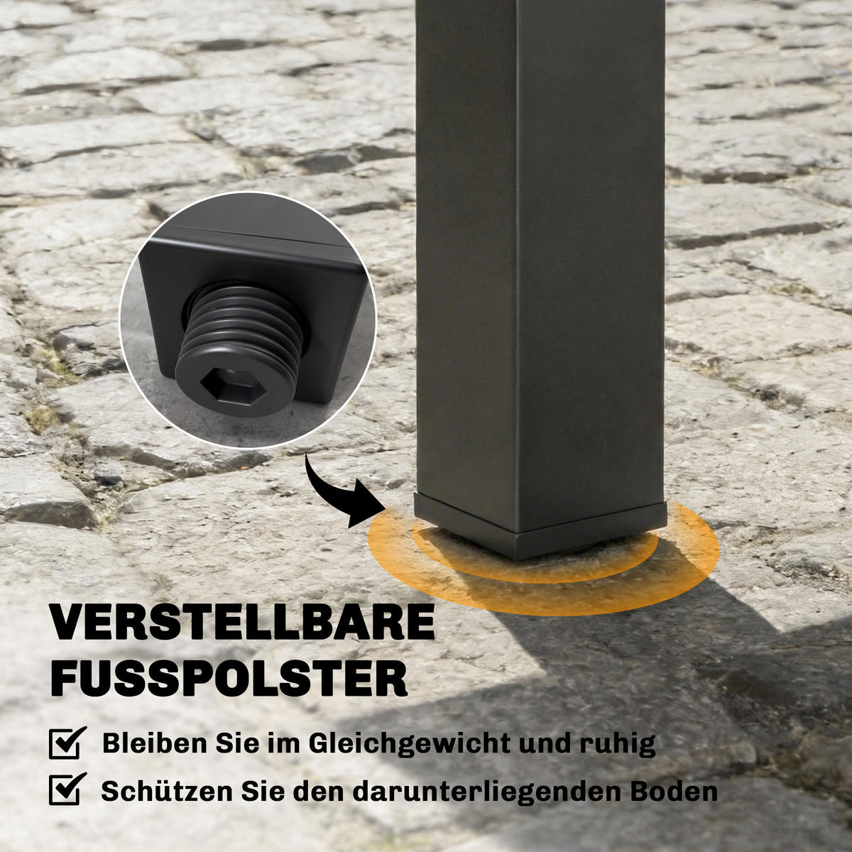 AUSZIEHBARER-GARTENTISCH Aluminium Schwarz - Schwarz, Metall (160/80/75cm) - Outsunny