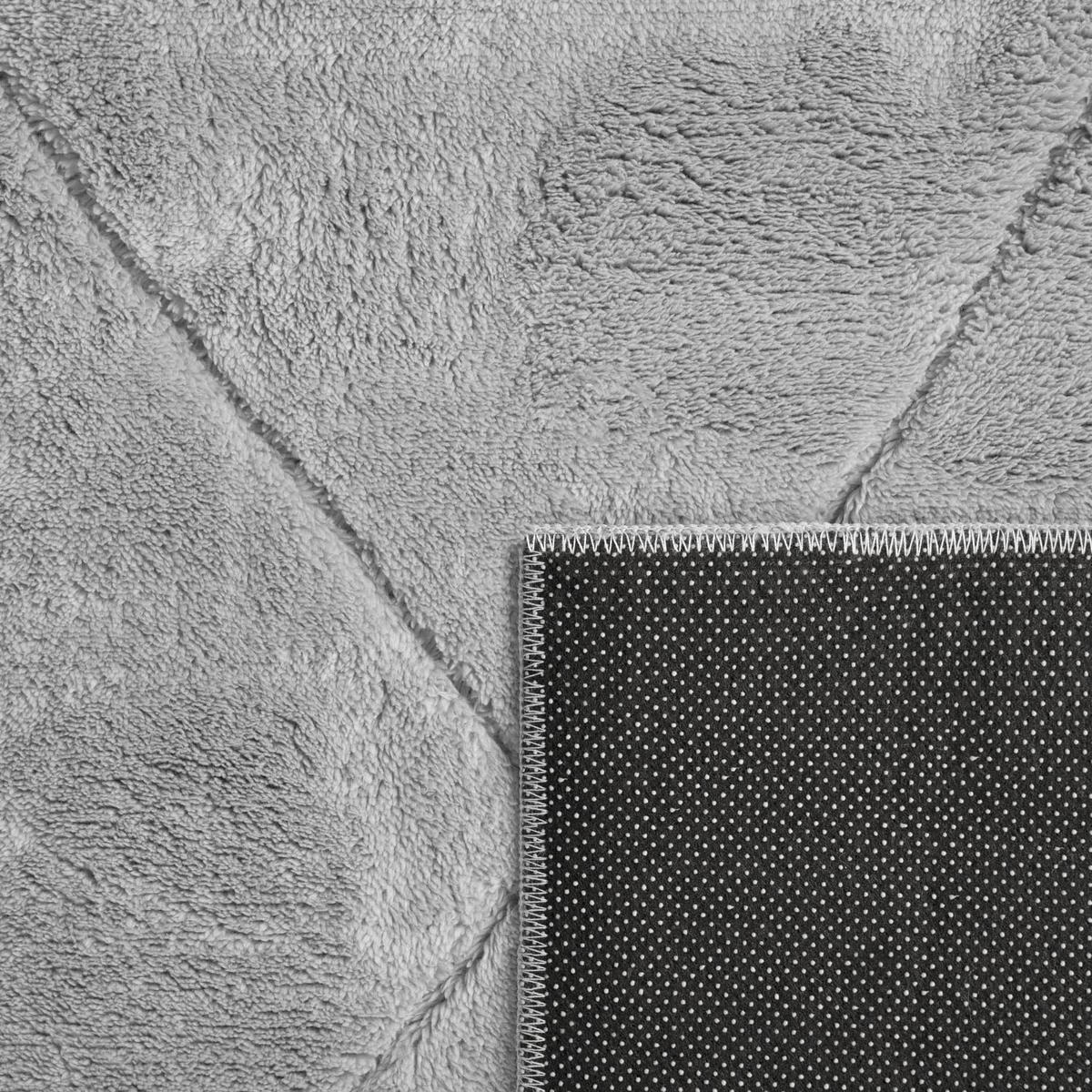 KURZFLORTEPPICH Waschbar, mit Rauten-Struktur, Grau, 120 x 160 cm - Grau, Textil (120/160cm) - KADIMA DESIGN