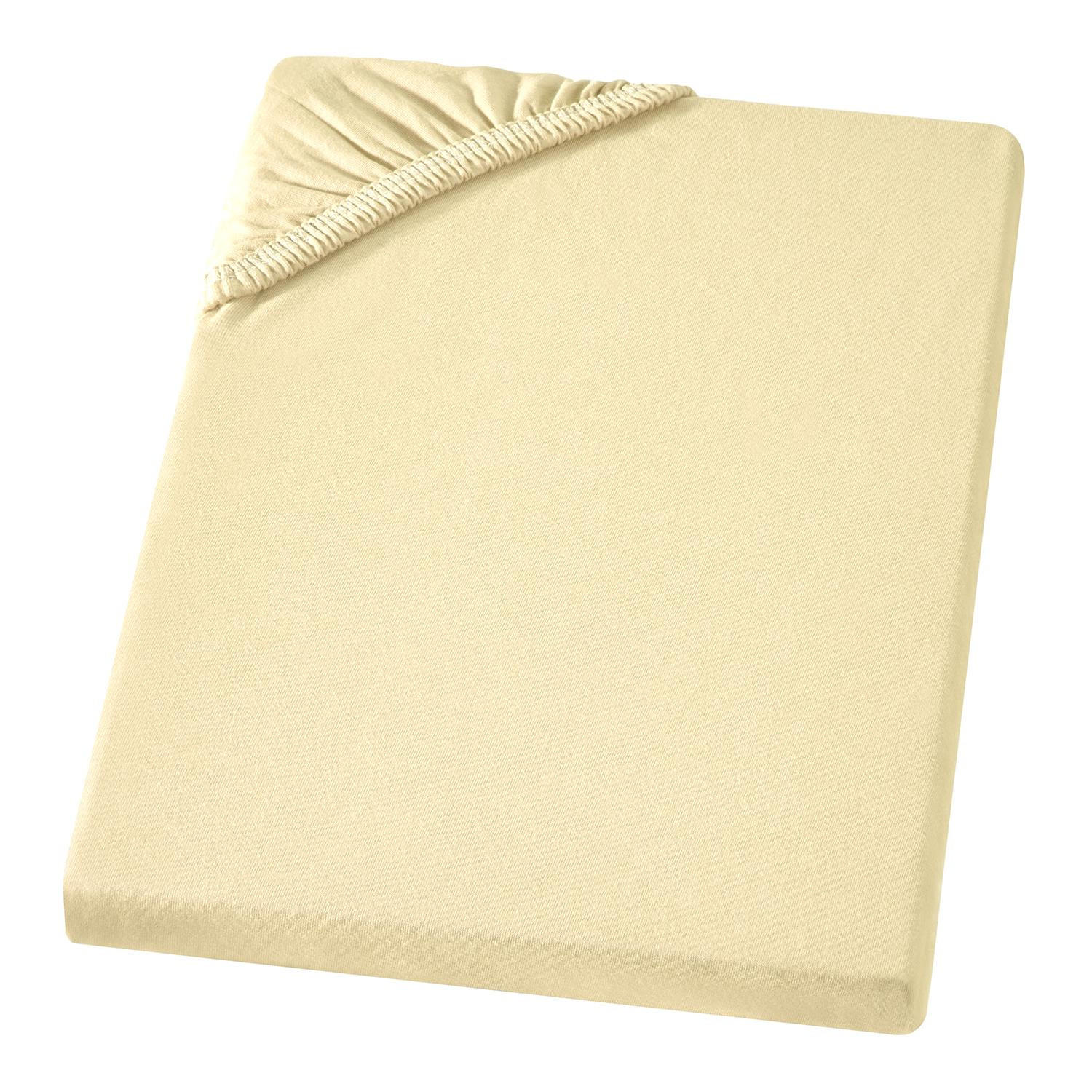 JERSEY-SPANNBETTTUCH 90x200 - 100x200 Große Bettlaken aus 100% Baumwolle, Spannbettlaken Laken Uni Vanille - Hellgelb, Textil (100/200cm) - Carpe Sonno