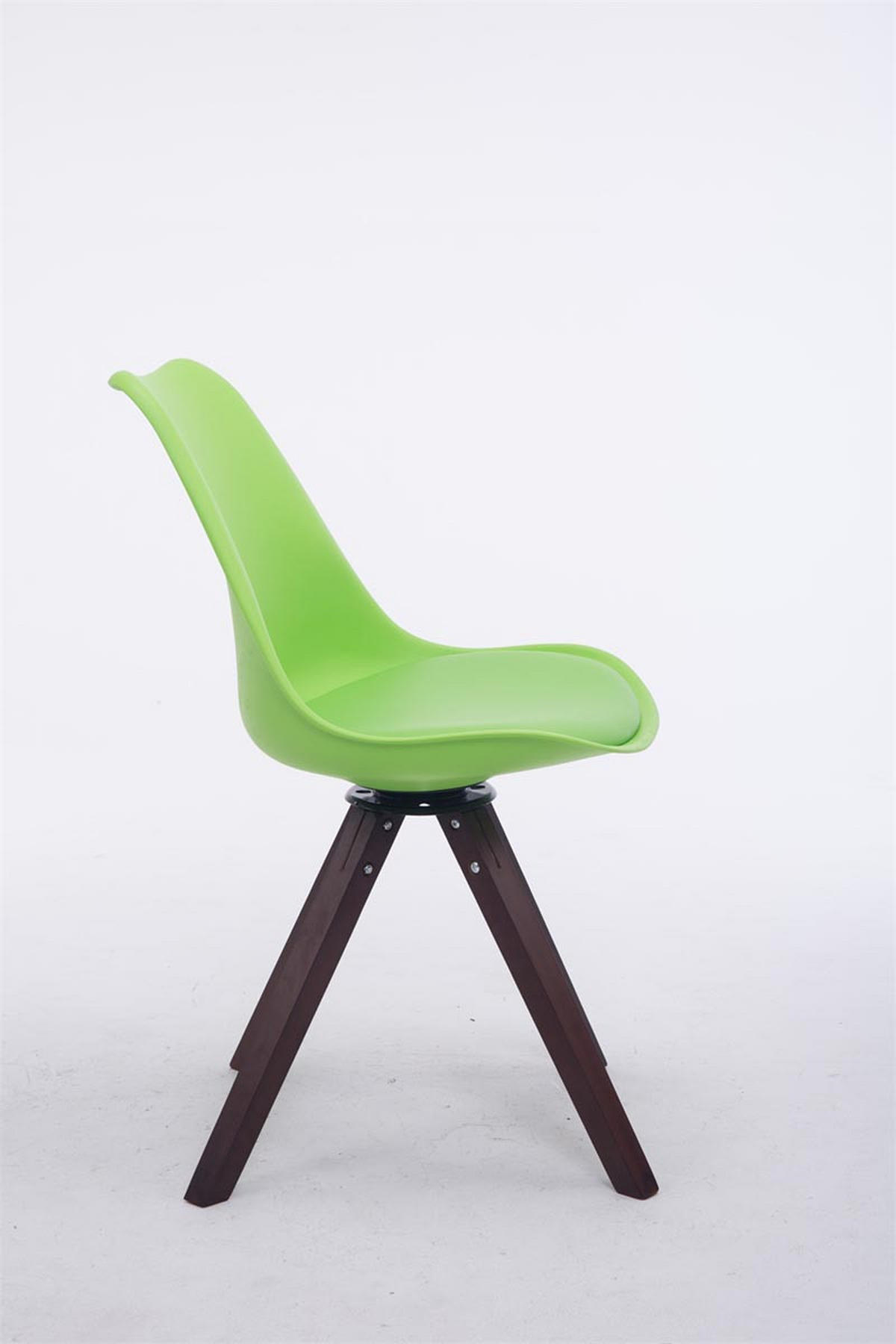 DREHSTUHL Lederlook grün - Walnussfarben/Grün, Holz/Textil (48/84/56cm) - CLP