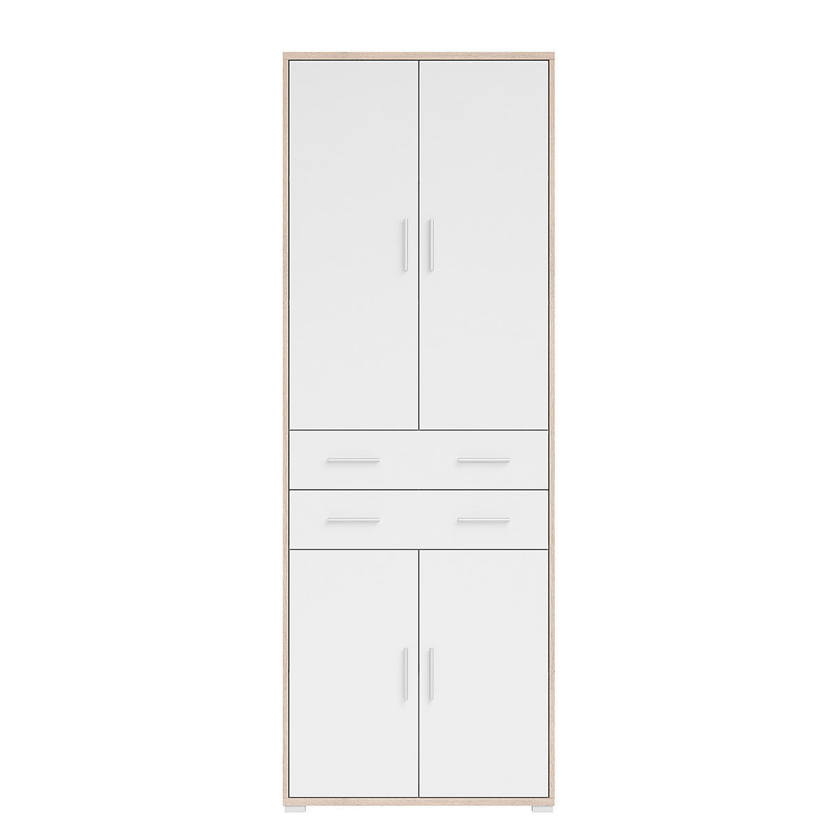 AKTENSCHRANK mit 4 Türen - Eichefarben/Weiß, Holzwerkstoff (79/220/35cm) - home24