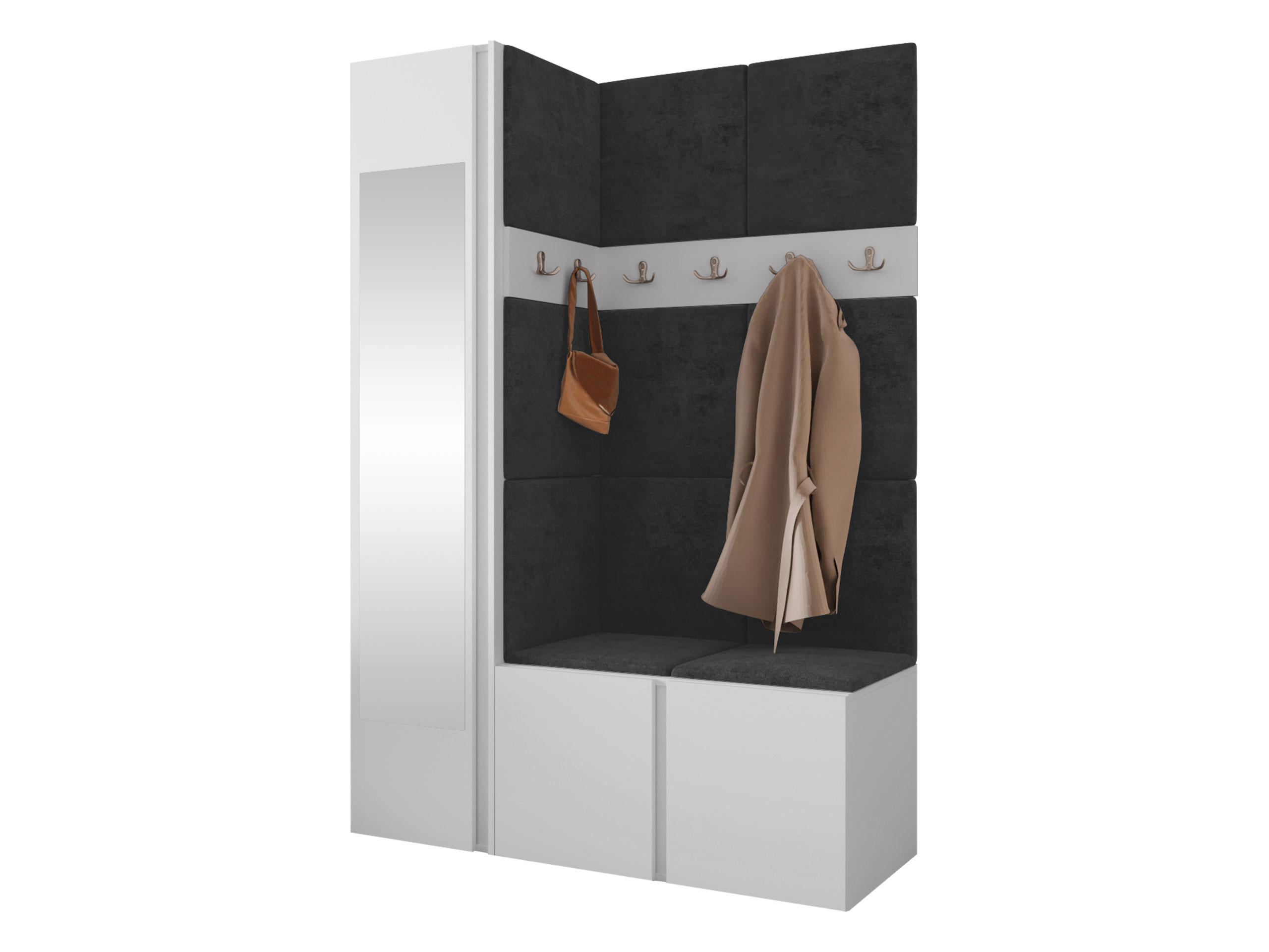 GARDEROBEN-SET Orion X - Anthrazit/Weiß, Holzwerkstoff/Kunststoff (124/186/46cm) - MIRJAN24